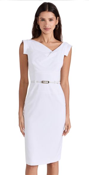 Black Halo Jackie O Belted Dress White 0