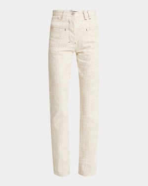 Nimes Norma Croc-Intarsia Straight-Leg Jeans