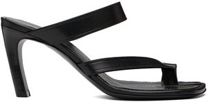 Dries Van Noten Sandales à talon bottier noires à bride de style tong