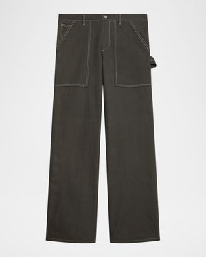 Men's Twill Straight-Leg Contrast Stitch Utility Pants