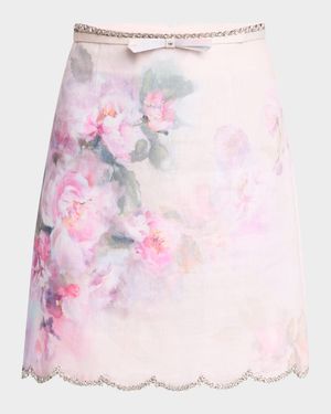 Crush Crystal Scalloped Mini Skirt