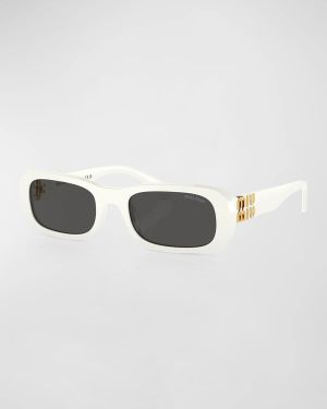 Logo Acetate Rectangular Sunglasses