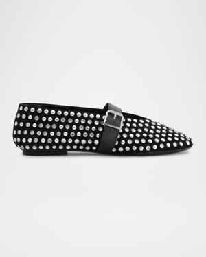 Eiza Glam Studded Suede Buckle Flats