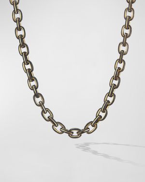 Men's Forged Carbon Link Necklace in 18K Gold, 9mm, 24"L