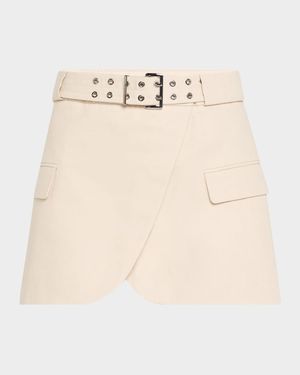 Cotton Melange Tailoring Mini Skirt