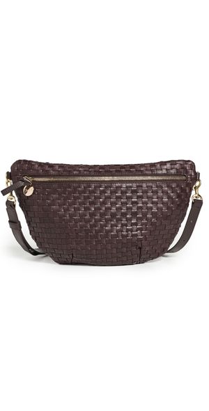 Clare V. Woven Checkered Grande Fanny Bag Tobacco One Size