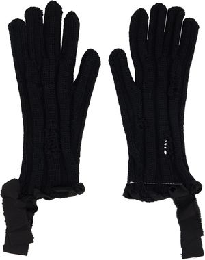 MM6 Maison Margiela Gants noirs à effet usé