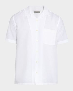 Men's Linen and Cotton Pocket Camp Shirt
