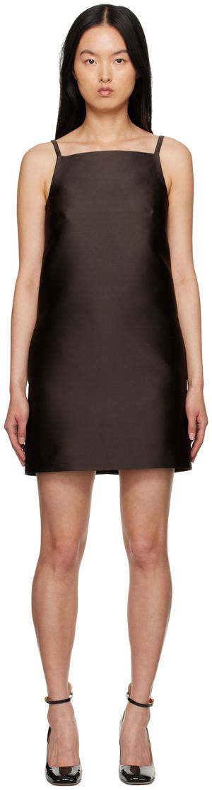Valentino Brown Square Neck Minidress