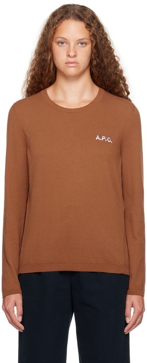 A.P.C. Tan Embroidered Sweater