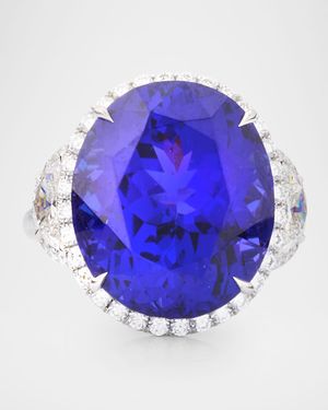 Platinum Diamond and Tanzanite Statement Ring