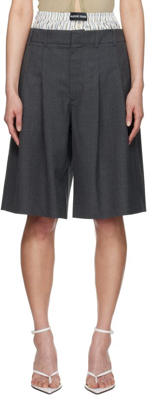 Marine Serre Gray Regenerated Tailoring Shorts