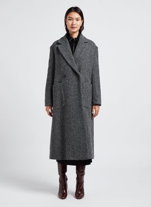 Max Mara Week End - Manteau col tailleur ample en laine mélangée - Taille 42 - Noir