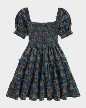 Girl's Smocked Floral Cotton Jersey Dress, Size 2-6X