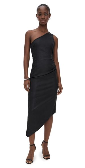 DL1961 Esme One Shoulder Coated Midi Dress black coated (highluxe) S