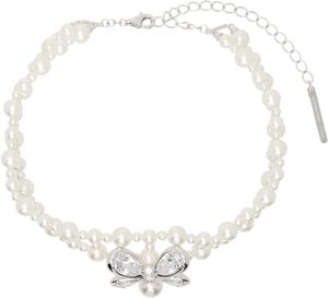 SHUSHU/TONG White & Silver YVMIN Edition Butterfly Braided Pearl Necklace