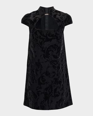 Cut-Out Barocco Denim Mini Dress