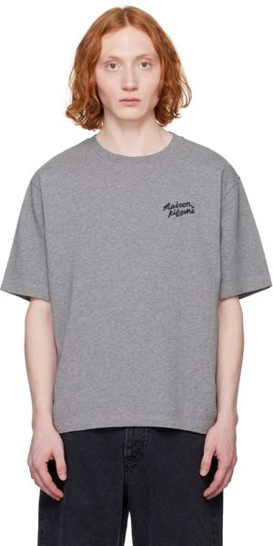 Maison Kitsuné Gray 'Maison Kitsuné' Handwriting Oversize T-shirt