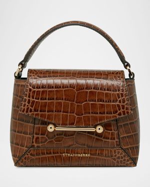 Mosaic Nano Croc Leather Top-Handle Bag