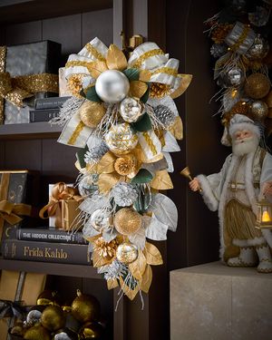 Silver and Gold Door Spray, 30"