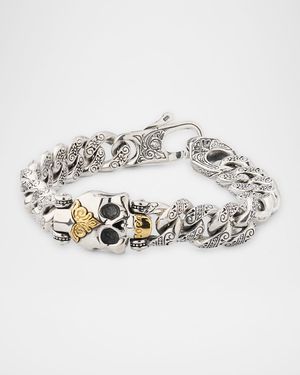 Men's Hydra Sterling Silver and 18K Gold Skull Bracelet