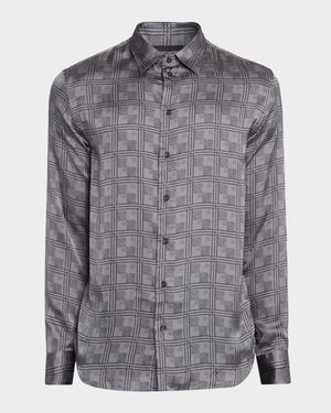 Men's Modern-Fit Large Check Jacquard Sport Shirt