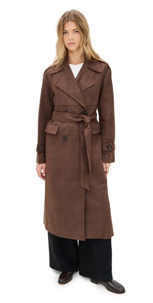 4th & Reckless Wallace Faux Suede Coat Brown L