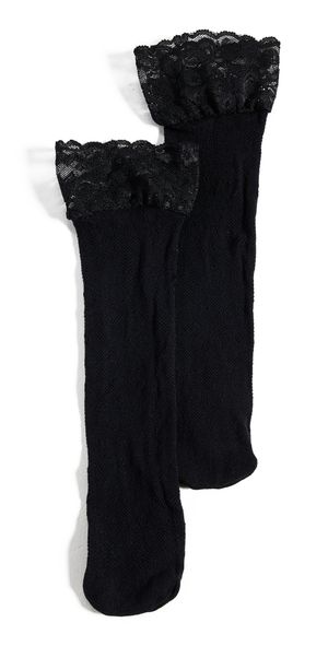 Stems Floral Fishnet Socks Black One Size