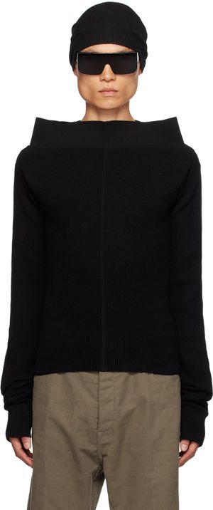 Rick Owens Col roulé noir en tricot côtelé