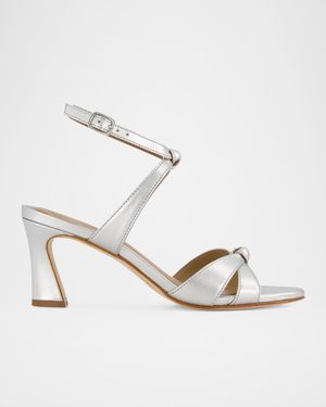Neera Knotted Metallic Leather Sandals