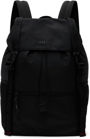 Hugo Sac à dos noir à logo contrecollé