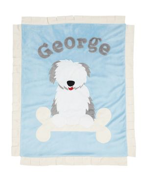Personalized Puppy Love Plush Blanket, Blue