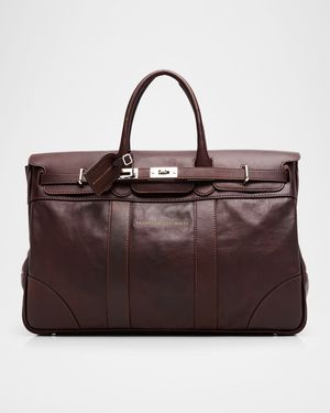 Men's Country Leather Clasp-Front Duffel Bag