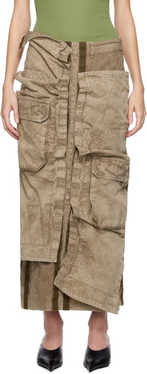 Y/Project Jupe midi kaki à poches cargo