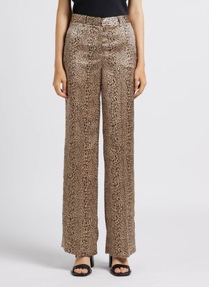 Twinset - Pantalon à pince imprimé léopard - Taille 46 - Marron