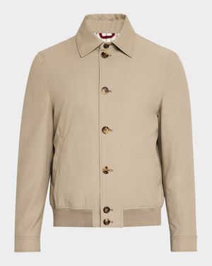 Men's Nylon Button-Front Bomber Jacket