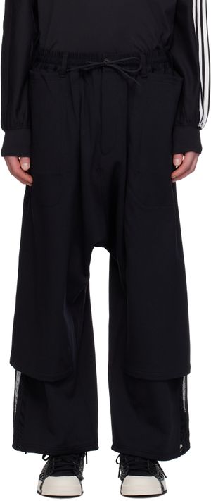 Y-3 Pantalon de survêtement Openhem noir à garnitures à trois rayures