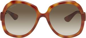 Gucci Brown Saint Tropez Tortoiseshell Oversized Sunglasses