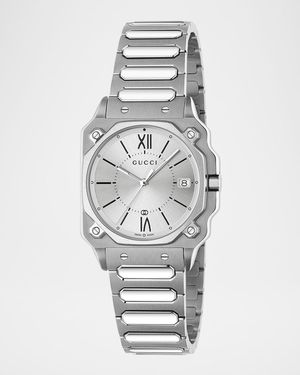 Stainless Steel G-Flat 30mm Bracelet Watch with Silver Dial
