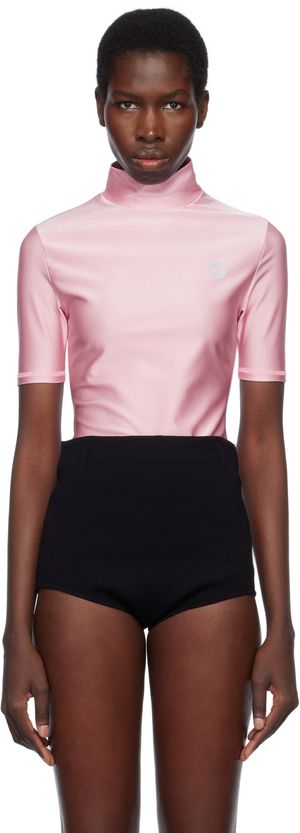 Coperni Pink High Neck Fitted Top