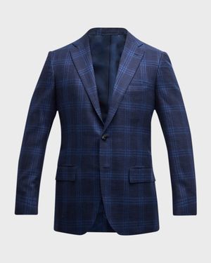 Men's Plaid Silk-Blend Sport Coat