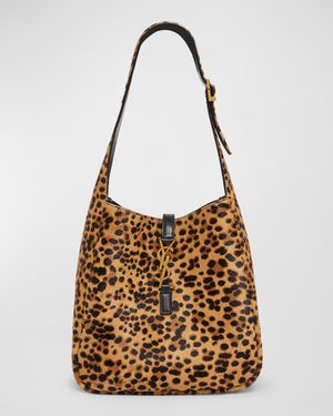 Le 5 A 7 Small Hobo Bag in Leopard-Print Calf Hair