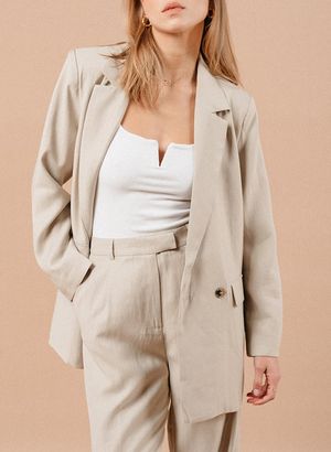 Grace Et Mila - Blazer col tailleur - Taille L - Beige