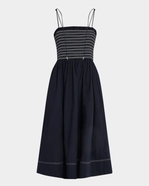 Kaela Smocked A-Line Midi Dress