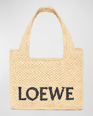 x Paula's Ibiza Font Logo Mini Tote Bag in Raffia