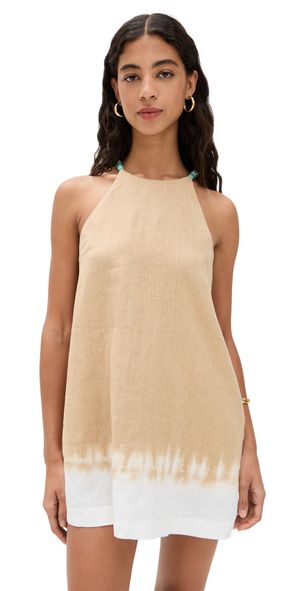STAUD Cabo Linen Dress Onyx Tie Dye M