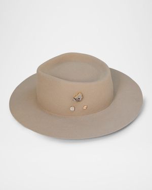 Georgina Embellished Wool Felt Fedora Hat