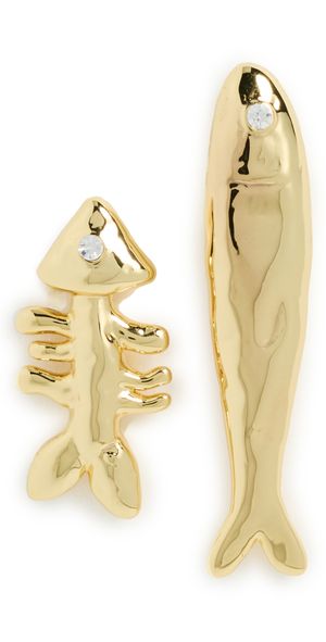 Eliou Sardine and Fishbone Earrings Gold Plated One Size