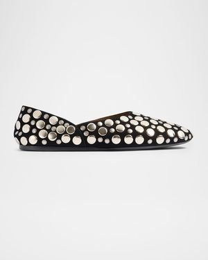 Jane Studded Leather Ballerina Flats