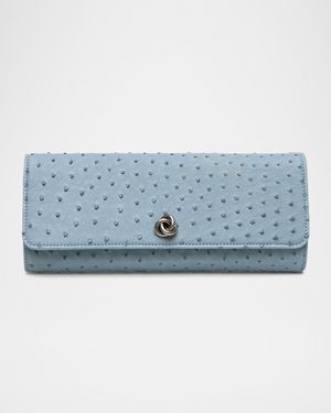 Robbie Ostrich Leather Flap Clutch Bag